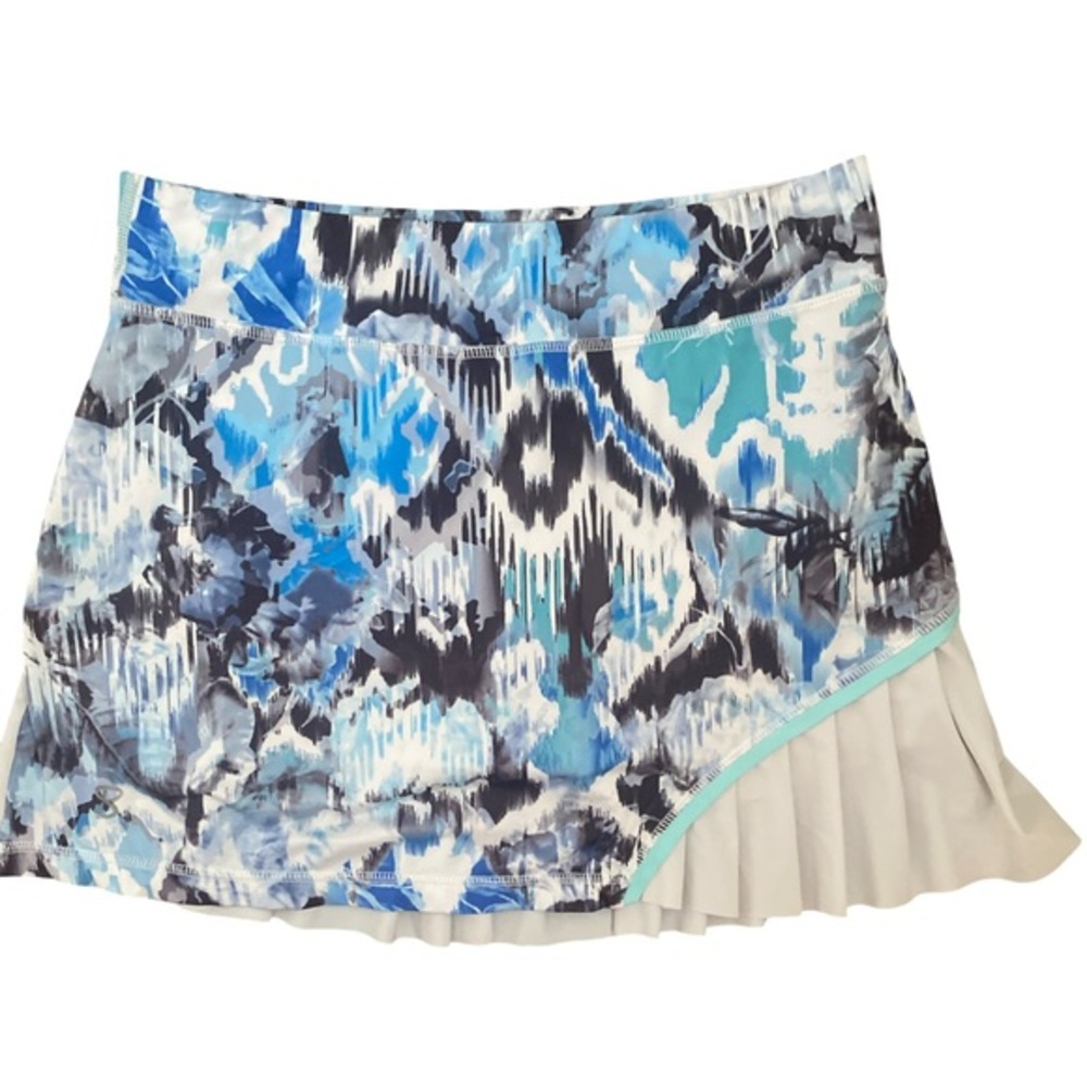 Sofiabella Blue Abstract Skort-S blue , gray ,polyester spandex